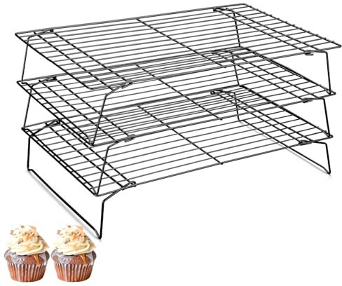 Pleafind Griglia Forno, griglia per crostata per Torte a 3 Livelli in Acciaio Inox, cestello di Raffreddamento Rettangolare per Cupcake, Biscotti, Pizza, Lavabile in lavastoviglie