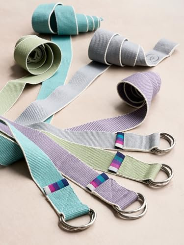 Yogamatters D-Ring Yoga Belt Strap - Organic Cotton, 2m | For Stretching and Improving Flexibility | Yoga Accessories & Equipment (Sage)