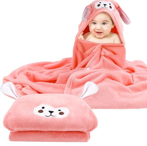 Kaisibum Baby Handtücher Kapuze,70X140 cm Babyhandtuch Mit Kapuze,Babybadetücher Korallenvlies Kinderhandtüch Badehandtüch Handtücher für Babybaden