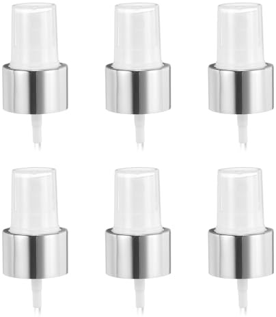 sourcing map 6 Stück silberweißer Sprühdeckel, 24/410 feiner Sprühnebel, wiederverwendbar, Ersatz-Sprühflasche, Pumpe, Kunststoffaufsatz für ätherisches Öl, Haar- und Körpersprays