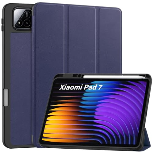 Haofun Hülle Kompatibel mit Xiaomi Pad 7/7 Pro, Multi-Winkel Folio Schutzhülle mit Stifthalter, Schlanke Schutzhülle mit Auto Schlaf/Aufwach, für Xiaomi Pad 7/7 Pro, Blau