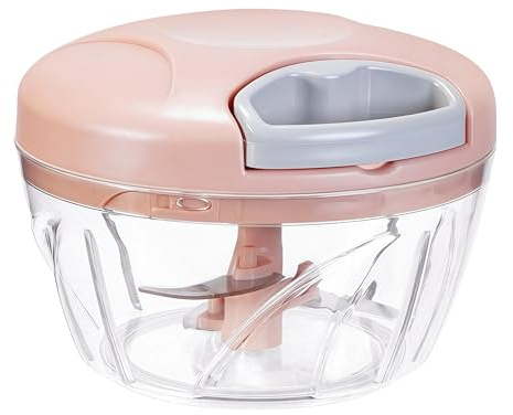 ‌Manual Food Processor Vegetable Chopper, Portable Hand Pull String Garlic Mincer Onion Cutter for Veggies, Suitable for Vegetables, Ginger, Garlic, Fruits, Onion, Potato, Salad (Pink 500 ml)‌