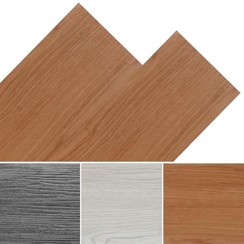 Fogmiea PVC Bodenbelag Selbstklebend Vinylboden Stabparkett Holzoptik Boden Fußboden rutschfest, wasserfest, schwer entflammbar 10 m²/72 Fliesen, braun Oak