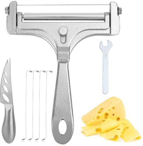 Gosknor 7uds Kit Cortadores Queso, Cortador Queso Manual Alambre Acero Inoxidable Duradero con Llave Repuesto Alambre Mango Cómodo para Mantequilla Bloque Ajustables Rebanar Cocina Herramientas