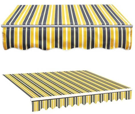 Tela De Repuesto Para Toldo, Lona Recambio Para Toldo Jardín Patio Terraza Balcón Exterior, Toldo De Lona 4x3.5m Cubierta Del Toldo, Vela De Sombra Recambio De Tela Lona(Yellow Stripe,2.5x2m/8x6.5ft)