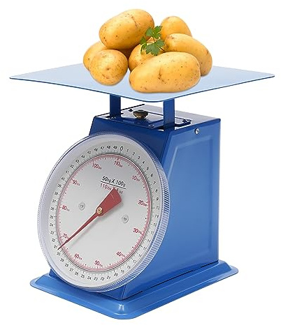 Báscula mecánica de cocina y alimentos con control de porciones de 110 libras, báscula mecánica portátil con esfera de doble escala, báscula de esfera industrial para supermercados, mercados para
