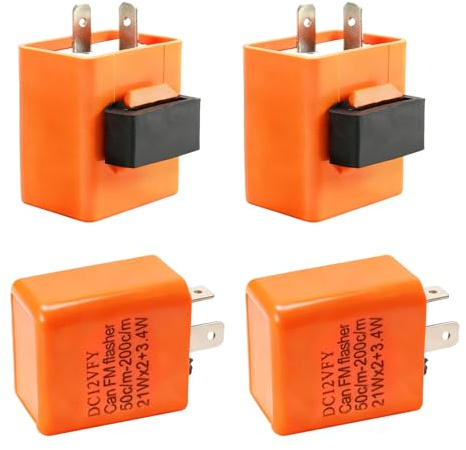 4 Piezas Relé Intermitente LED Moto, 12V 2 Pines Relé Intermitente Ajustable, Universal para Motocicleta, Scooter y Bicicleta, Relés de Señal Ajustable 50-200c/m con Protección contra Cortocircuito