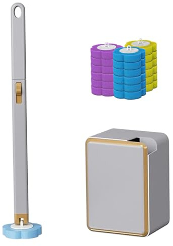 Escobilla de baño montada en la Pared 18 Cabezales y Soportes de Repuesto Desechables, Juego de escobilla de baño montada en la Pared para |.Colocar