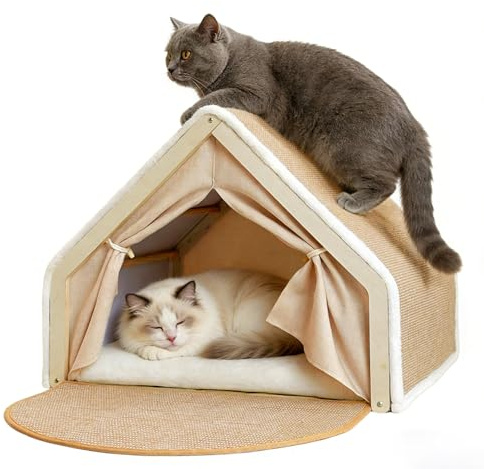 Maison pour Chat 2 en 1 avec Griffoir en Sisal