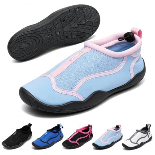 CLEIKS Scarpe per Acqua Donna Scarpe Spiaggia Asciugatura Rapida Traspiranti Antiscivolo Scarpe Immersione (Blu, 39EU, WDS260283-0)
