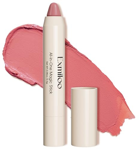 Exmiloo Cream Blush Stick, Soft Dusty Rose Natural Blendable Cheek Colour | Soft Dusty Rose for Fair to Medium Skin, Buildable Cream Colour for Cheeks, Lips and Quick Touch-ups