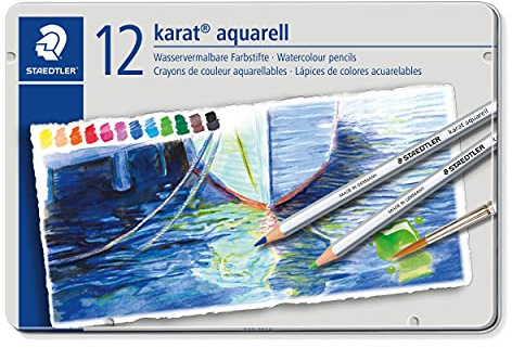 Staedtler Karat Aquarell Premium Watercolor Pencils, Set of 12 Colors (125M12)