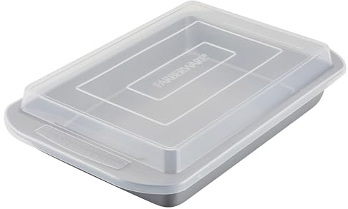 Farberware Nonstick Bakeware Baking Pan With Lid / Nonstick Cake Pan With Lid, Rectangle - 9 Inch x 13 Inch, Gray