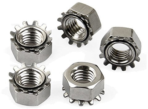 # 8–32 Ecrous à encoches en acier inoxydable avec External-tooth Rondelle de verrouillage, 100-pieces, Kep Écrou