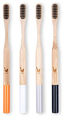 Native Birds Bamboo Toothbrush with Soft Charcoal Infused Bristles, Set of 4