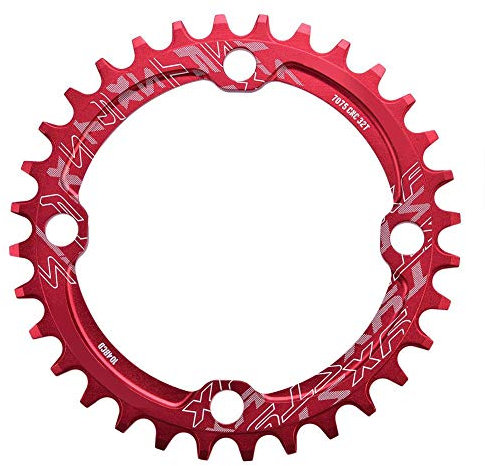 Keenso Fahrradkettenring, Kettenblatt, Fahrrad-Reparaturteile aus Aluminiumlegierung, Mountainbike, 32/34/36/38T BCD 104 (34T-Rot)