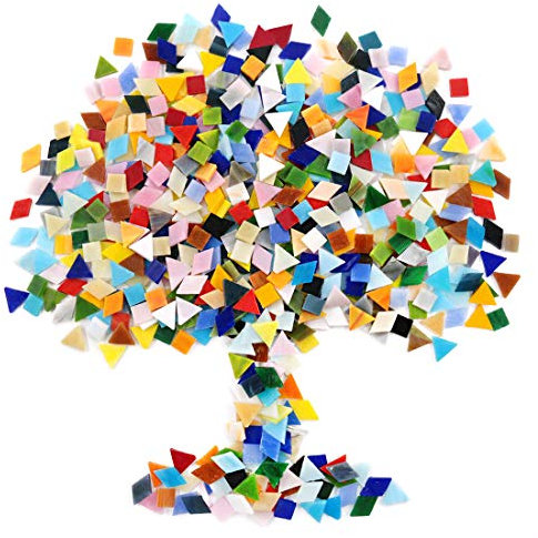Swpeet DreieckMosaikFliesen, Mosaiksteine mit Organisationsbehälter, Dreieck, echte MosaikFliesen, Glasstücke, Mosaik, perfekt für Heimdekoration, Bastelzubehör Assortment