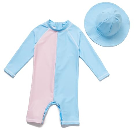 BONVERANO Body Manga Corta bebé niña protección UV 50+(Azul-Rosa,3-6meses…