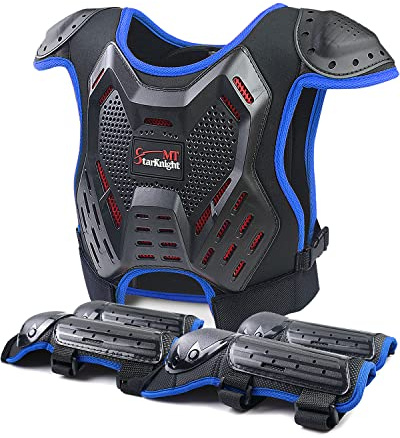 StarknightMT Kids Dirt Bike Gear - Youth Motorcycle Riding Protective Gear ATV Chest Protector Motocross Armor Suit for Boys Girls Mountain Biking Cycling, Blue