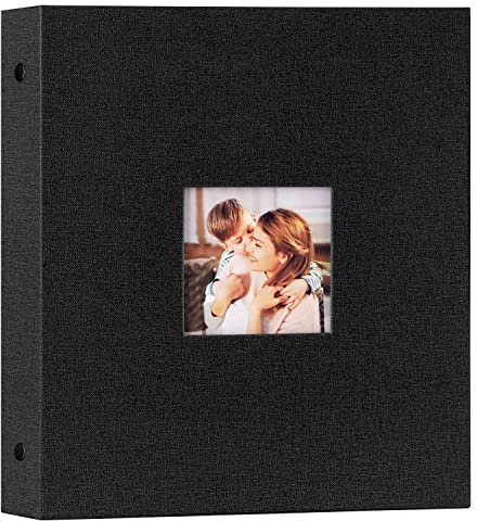 Lanpn Photo Albums 7x5 Pockets, Linen Slip in Top Loading Photo Album Holds 200 Portrait 13x18cm Pictures (Black)