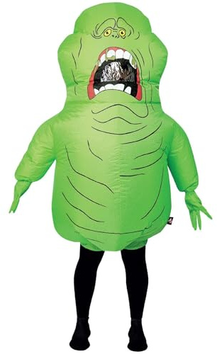Smiffys Ghostbusters, aufblasbares Slimer-Kostüm, Einteiler mit selbstaufblasendem Ventilator Halloween