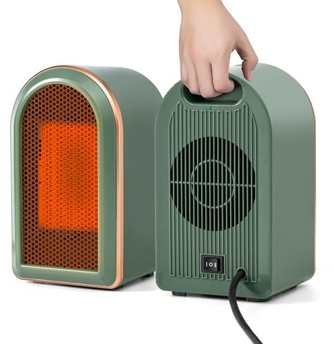 Chauffage d'appoint Electrique Portable,Petit Radiateur Soufflant Economie d'énergie PTC Ceramique,Silencieuse Chauffage Cinétique1200W/800W,Chauffage Mini Plug in Dumping Surchauffe Protection