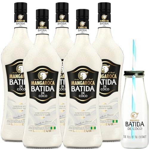 5x Mangaroca Batida de Côco 16% vol 0,7 l inkl. Batida Milchglas GRATIS