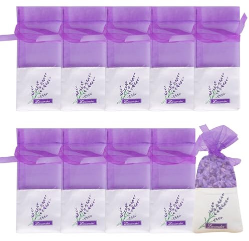 10Pcs Lavender Bags for Wardrobes,Muslin Empty Sachets Bag,Fresheners Scent Potpourri Pouches Aroma for Fill Dry Dried Lavendar Flower,Closet Cupboard Drawers Fragrance,Storage Repellent Scented Smell