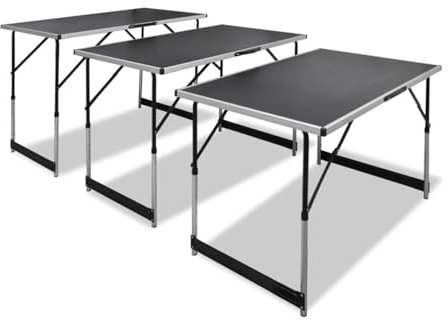 GuyAna Heavy Duty Folding Table for Catering Camping Table Trestle for BBQ Picnic Party,Pasting Table 3 pcs Foldable Height Adjustable