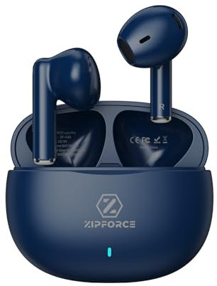 ZIPFORCE True Wireless Earbuds, Auriculares intrauditivos Bluetooth 5.3 4 micrófonos ENC Clear Call, Auriculares Bluetooth Control táctil 40 Tiempo de reproducción, IPX6 Impermeable TWS