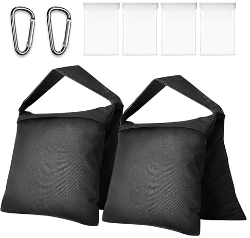 HolaDream Heavy Duty Sandbags - Weight Sand Bags without Sand Design for Photography Backdrop Stand, Light Stand, Tripod, Photo Studio, Outdoor Patio & Live Productions - 2 Pack (Black)