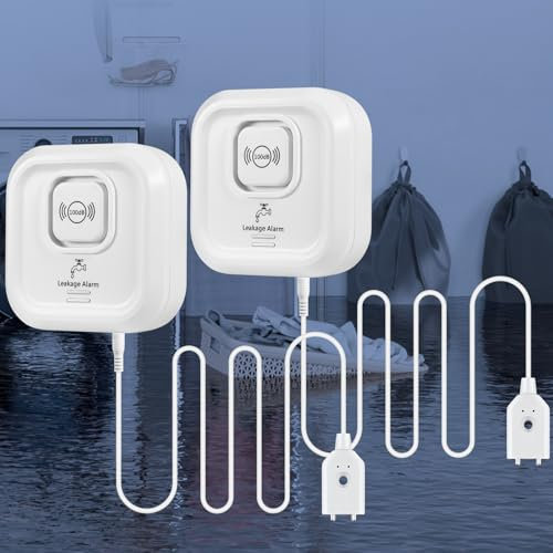 Detecteur de Fuite d'eau, 3 Types de Détecteur d'eau Alarme Maison sans Fil, 100dB Capteur de Niveau d'eau avec Détachable Câble pour Piscine Cuisines, Caves, Sols -sans WiFi