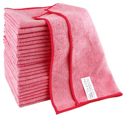 IDEA HOME-24 Stück Mikrofasertücher Putzlappen Staubtücher Reinigungstücher Putztücher Allzwecktücher 30x30cm Rot