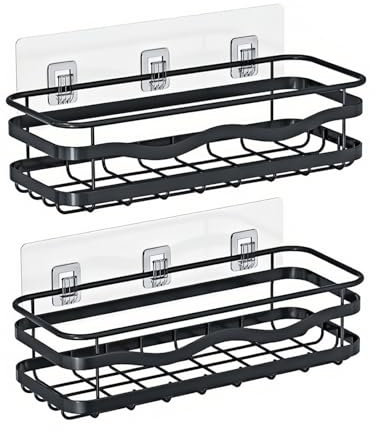 TRAYINDALY Organizador de ducha, estante de baño sin taladrar, organizador de estante de ducha adhesivo, estantes de baño inoxidables, almacenamiento de ducha montado en la pared, organizador de baño