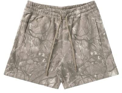 BOOMLEMON Mens Mesh Graphic Print Shorts Fashion Designer Workout Shorts Retro Casual Cool Streetwear Short Pants(Tree Camo Grey L)