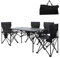 loyliawa Klapptisch, Campingtisch, Stuhl-Set, tragbarer Outdoor-Tisch, Stuhl, Angeln, Grillen, Wandern, Klapphocker, Tisch-Set mit großem Aufbewahrungs-Organizer und Tragetasche (4 Stuhl, 1
