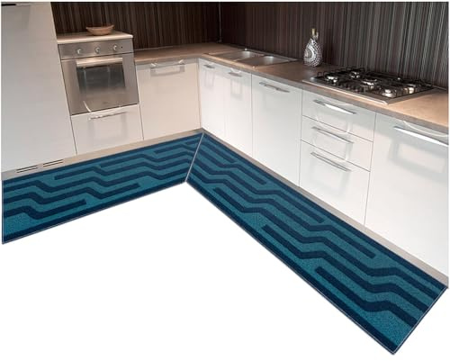 emmevi Alfombra para cocina angular personalizable, antideslizante, lavable, absorbente, 100 % fabricada en Italia, alfombra de cocina angular, disponible hasta 400 cm