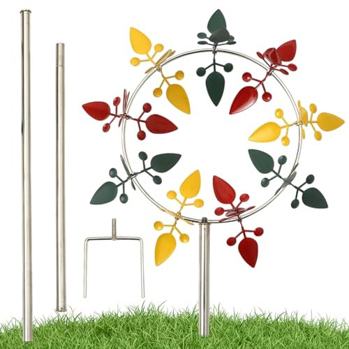 Mulino a vento da giardino | Mulino a vento in metallo con palo di scultura a vento – Piazza girevole resistente alle intemperie decorazione giardino per vialetto, terrazza