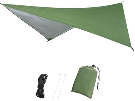 TRIWONDER Tarp Bivouac Imperméable Bâche de Tente Anti-Pluie Tapis de Sol Camping Abri Auvent Parasol pour Randonnée Trekking (Vert)