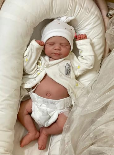 BNNPUU Muñecas Reborn Niño de 19 Pulgadas Hechas a Mano Muñecas Reborn Realistas Cuerpo de Tela Suave Parece y Se Siente Como un Bebé Real Ojos