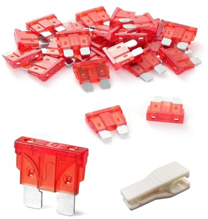 20 Pièces Fusible Voiture, 10A Fusibles pour Auto Standard, Voiture Fusible avec 1 Extracteur pour Auto, Camion et Moto