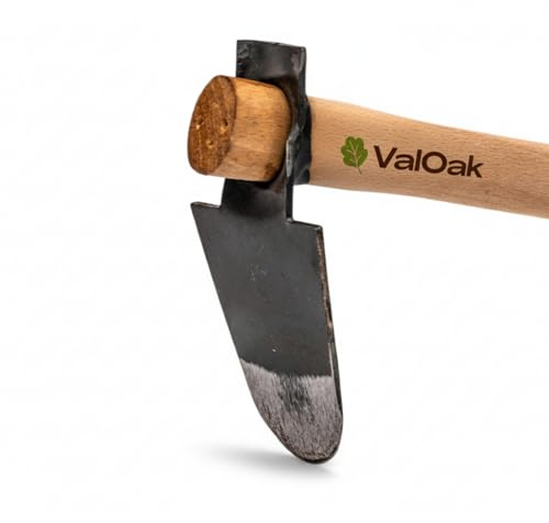 Valoak Mini Zappino Tondo da Giardinaggio | Manico in Legno di Faggio da 47 cm | Lama in Acciaio da 10 cm | Made in Italy