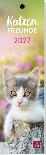 Lesezeichenkalender 2027: Katzenfreunde: Monatskalender. Katzenkalender mit niedlichen Katzenfotos, auch als Lesezeichen oder Geschenkanhänger nutzbar