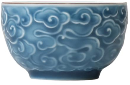 ANDRESLAD Taza de Té Kung Fu Grande de Cerámica Azul sin Asa para Infusiones y Café Adecuado para Uso Casa Oficina y Reuniones Sociales