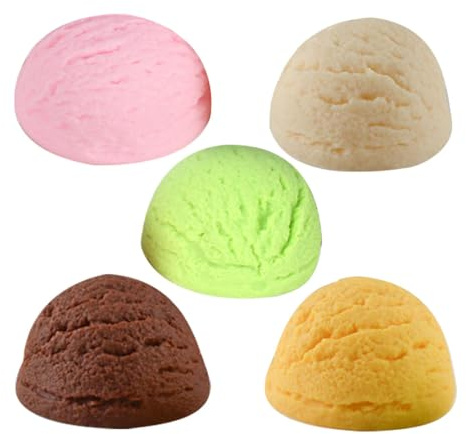 MUELODSIC Lot de 5 Boules de Glace Réalistes Multicolores Accessoires de Présentation de Crèmes Glacées Modèle Décoratif pour Boutique et Studio Photo Imitation de Dessert Coloré