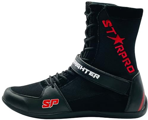 Starpro Superior Boxschuhe Wrestling Schuhe - MMA Muay Thai Kickboxen Sparring Boxers Trainers Kampfsport Schuhe Bodybuilding Boxen Stiefel Sport | Athletik Gummisohle Kletterschuhe Schwarz und Weiß