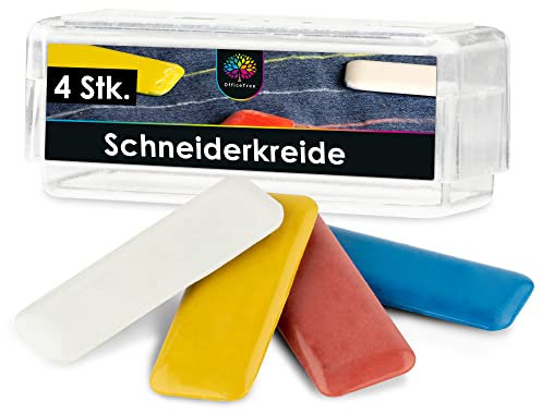 OfficeTree 4 x Schneiderkreide 55x20mm - Nähkreide für Hellen und Dunklen Stoff - Stoffkreide zum Markieren von Schnittmustern