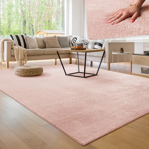 Paco Home Tappeto Moderno e Morbido per Soggiorno a Pelo Corto Lavabile Fluffy Uni Effetto Pelliccia Senza Tempo Elegante Antiscivolo Facile da Pulire, Dimensione:140x200 cm, Colore:Rosa