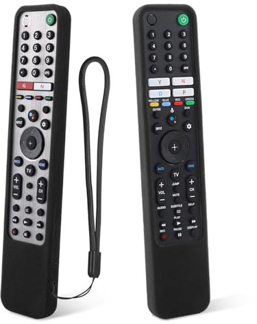 Protective Silicone Remote Case for Sony RMF-TX600U RMF-TX500E RMF-TX600E Smart Voice Remote Controller Washable Anti-Lost Remote Cover with Loop (Black) (Black)