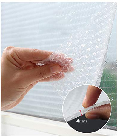 SHIJINHAO Calfeutrer Film De Survitrage Film D'isolation De Fenêtre À Bulles, Abri De Pare-brise De Protection Contre Le Froid De Bâche Transparente De La Pluie Film De Fenêtre En Plastique De Pièce E